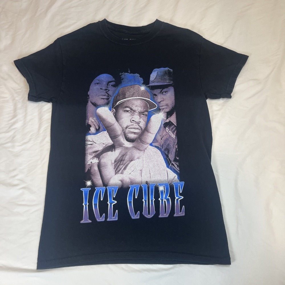 Ice Cube Mens Adult Black Graphic Print T-Shirt Rap Music 80s 90s Retro Small‎